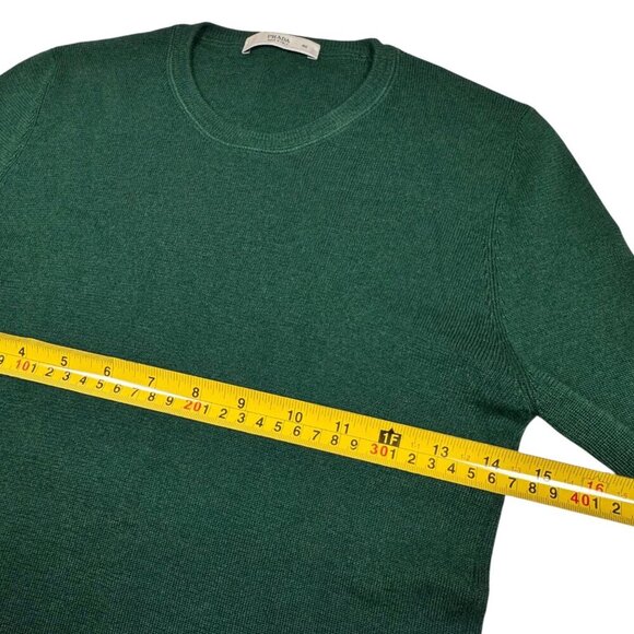 VTG Prada Silk Cashmere Sweater SZ M Green Crewneck Fitted Minimalist Designer - Picture 7 of 11